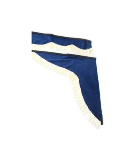 Ламбрекен лобовой 1.5м. бархат без надписи + боковые (синий бархат + белая бахрома) 005302